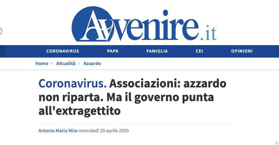 avvenire azzardo